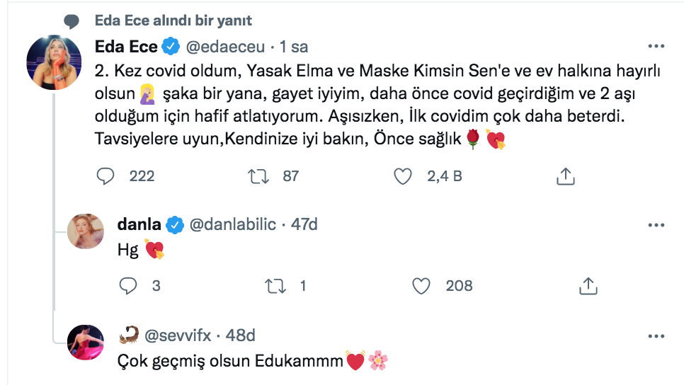 eda ece ikinci kez koronaviruse yakalandi